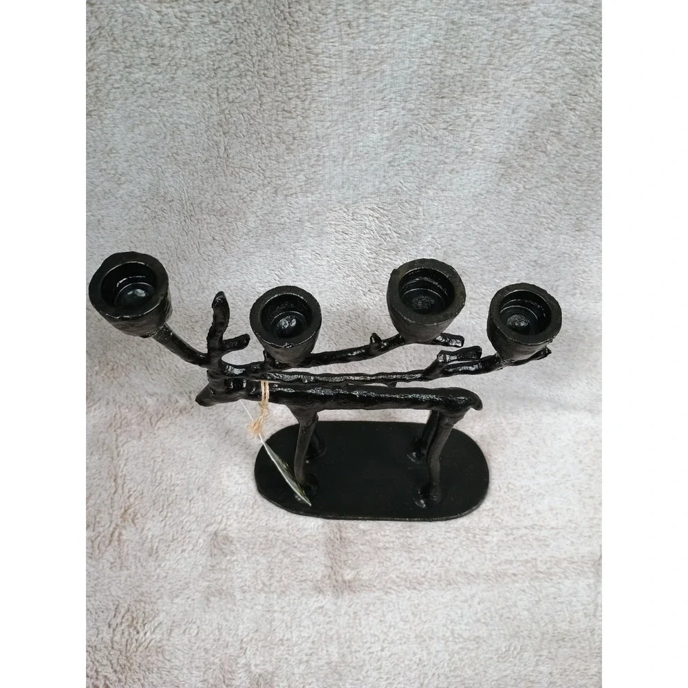 ALDI Merry Moments‎ Black Metal Reindeer Taper Candleholder Holiday Decor 715517